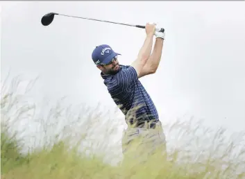  ?? STREETER LECKA ?? Adam Hadwin leaves Erin Hills with a share of the U.S. Open record for consecutiv­e birdies after making six in a row Thursday. The rest of his weekend didn’t go as well and he finished at nine over par.