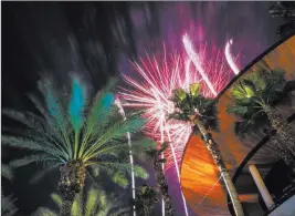  ?? Morgan Lieberman ?? Las Vegas Review-journal Fireworks illuminate the sky above Red Rock Resort which was filled to capacity over the holiday weekend.