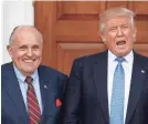  ?? CAROLYN KASTER/AP ?? Rudy Giuliani has appeared to contradict President Trump on the $130,000 payment.