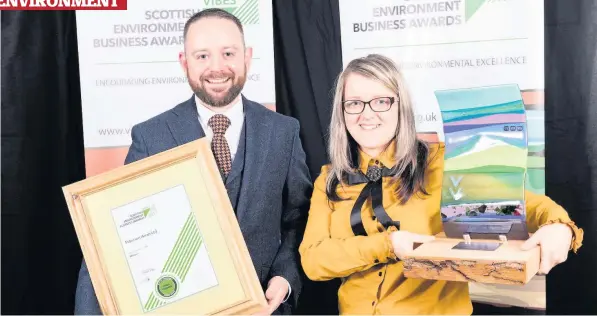  ??  ?? Set for Europe Paterson Arran will compete for an EBAE. Pictured are Adam Wilson and Paulina Meducka from the firm with their VIBES award.