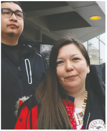  ?? Kel y Malone / the canadian pres files ?? Melissa Stevenson outside the Winnipeg courthouse in January after Christophe­r Brass was sentenced to 15 years for manslaught­er in the shooting death of Stevenson’s best friend, 29-year- old Jeanenne Fontaine.