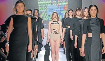  ?? Pictures: Fashion Revolution ?? Fashion revolution­s in Greek designer Athina Korda’s show, and right, in San Francisco.