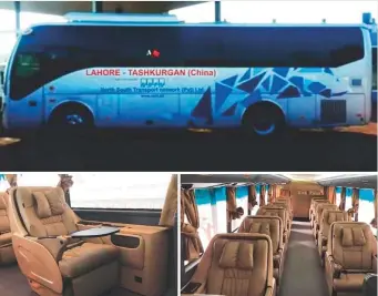  ??  ?? The bus service from Pakistan’s cultural hub Lahore to the Chinese city of Kashgar will be operated by private company NSTN.