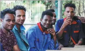  ?? LI YAHUI / XINHUA ?? Workers rest during a break at the Eastern Industrial Park, a Chinesebui­lt complex, in Dukem, Ethiopia, on Feb 16.