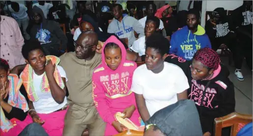  ??  ?? Edo State governor, Mr. Godwin Obaseki (2nd left) with the returnees from Libya