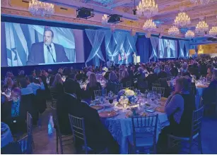  ?? (Capehart Photograph­y) ?? IFCJ PRESIDENT Rabbi Yechiel Eckstein speaks at the Together in Fellowship gala at Mar-a-Lago in Florida last Sunday.