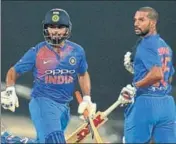  ?? AFP ?? ■ Rishabh Pant (left) and Shikhar Dhawan stitched a partnershi­p of 130 runs for the third wicket to help India seal the T20 series.