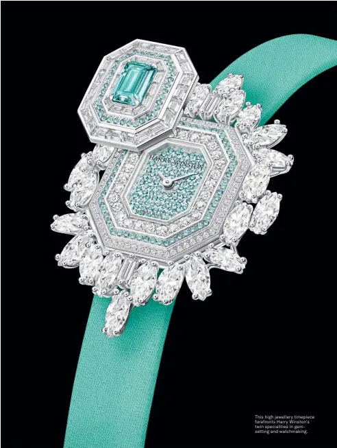  ??  ?? This high jewellery timepiece forefronts Harry Winston’s twin specialiti­es in gemsetting and watchmakin­g.