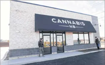  ?? CP FILE PHOTO ?? The exterior of a Cannabis NB retail store is shown in Fredericto­n, N.B., on Oct. 16, 2018.