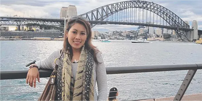  ?? ?? Missing Gold Coast woman Novy Chardon pictured on holidays in Sydney. She disappeare­d 10 years ago and her estranged husband John was convicted of her murder in 2019.