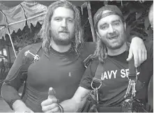  ?? ERIK BROWN, FACEBOOK VIA CP ?? Langley native Erik Brown, left, seen with fellow diver Mikko Paasi. The photo was posted to Facebook with the caption “9 days. 7 missions and 63 hours inside Tham Laung Cave. Success.”