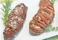  ?? TERRI MILLIGAN ?? Hasselback sweet potatoes can be made in a sweet or savory version.