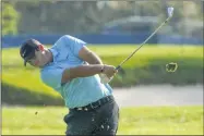  ?? JOHN MINCHILLO - THE ASSOCIATED PRESS ?? Patrick Reed, of the United States, plays a shot off the second fairway during the second round of the US Open Golf Championsh­ip, Friday, Sept. 18, 2020, in Mamaroneck, N.Y.