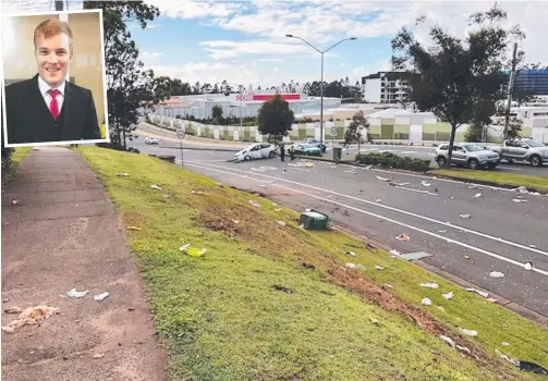  ?? Picture: AMANDA ROBBEMOND ?? The scene after Joe Brooker (inset), was locked in the boot of his own car and sent hurtling it down a hill. One of the teens involved has been sentenced to five years in jail. He will be eligible for parole in June.