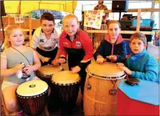  ??  ?? Samanatha McDonald, Damien Fitzgerald, Zoey Sugrue, Anita Byrne and Claudijas Digiamas from Sneem enjoying the Drum session during the Sneem Summer Festival.
Photo by Michelle Cooper Galvin