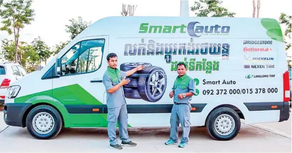 ?? SUPPLIED ?? Smart Auto’s mobile installati­on and repair service technician­s operate every day between 7am to 7pm; Chea Vibol, co-founder and general manager (inset).
