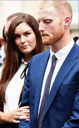  ??  ?? No apology: Ben Stokes and wife Clare at court yesterday