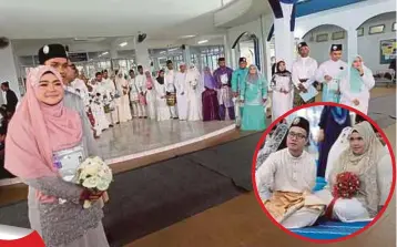  ??  ?? 17 pasangan pengantin yang menyertai Program Walimatul Urus Perdana 2017. Gambar kecil, Muhammad Hanis dan Nor Nabilla.