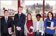  ??  ?? About 300 students from TCHS Brandywine participat­ed in 700 interviews with over 40 employers. Numerous students received job offers as a result of the inaugural TCHS Brandywine Career and Training Fair. At the fair are (from left) Mariano Wisnowski...