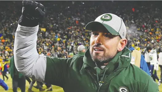  ?? QUINN HARRIS/GETTY IMAGES ?? Packers head coach Matt Lafleur admits he hasn’t spoken to little brother Mike, a member of the 49ers coaching staff, as Sunday’s NFC title game draws near.