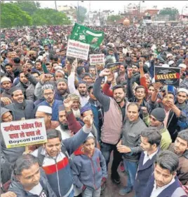  ?? ANI FILE ?? ■ Thousands of people hold a protest against the Citizenshi­p Amendment Act in Lucknow on December 13, 2019.