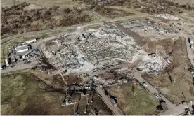  ?? Photograph: Tannen Maury/EPA ?? An aerial photo shows the destructio­n of the Mayfield Consumer Products candle factory after a tornado in Kentucky.