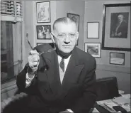  ?? WARREN M. WINTERBOTT­OM — THE ASSOCIATED PRESS FILE ?? In this Feb. 13, 1957, file photo, NFL Commission­er Bert Bell gestures in his office in Philadelph­ia. His creation, the NFL draft, has become an industry unto itself and the league’s third-most popular annual event behind the Super Bowl and opening weekend.