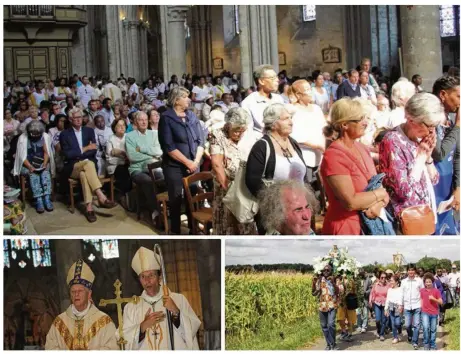  ??  ?? 2 000 personnes ont assisté à la messe de l’Assomption dans la Collègiale de Mantes.