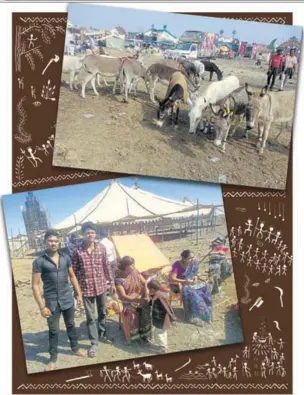  ?? PHOTO: GAYATRI JAYARAMAN, ILLUSTRATI­ON: ANIMESH DEBNATH ?? Members of denotified nomadic tribes and their donkeys (above) at the jatra near Malegaon in Maharashtr­a.