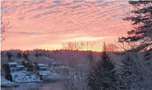  ??  ?? It took a while, but the sunrise times are now getting earlier each day. Last Friday morning, Gabrielle Gietzen had her camera handy and captured this breathtaki­ng sunrise at her home in Head of St. Margaret’s Bay, N.S.