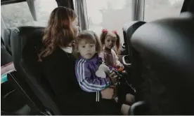  ?? Photograph: Courtesy of Kidsave ?? Children in Ukraine with whom the group Kidsave has worked ride a bus in 2022.