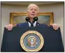  ?? (AP/Susan Walsh) ?? President Joe Biden speaks Tuesday at the White House about Afghanista­n evacuation efforts. “The sooner we can finish the better,” he said.