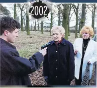  ??  ?? Carjacker points a gun at Emily Bishop (Eileen Derbyshire) and Rita Sullivan (Barbara Knox) 2002