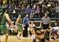  ?? John T. Denne/For The Taos News ?? All eyes are on Peñasco Lady Panther Adrianna Tafoya as she fights for the ball in the final of the Northern Rio Grande tournament Saturday (Jan. 5) against Pecos in the Panther vs. Panther championsh­ip.