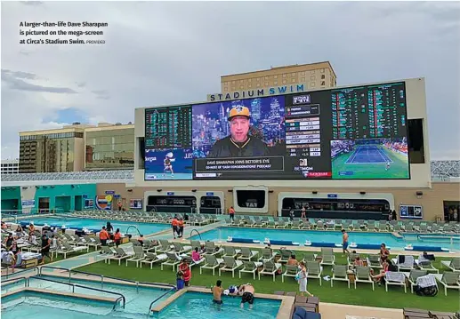  ?? PROVIDED ?? A larger-than-life Dave Sharapan is pictured on the mega-screen at Circa’s Stadium Swim.