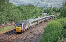  ?? ROBERT FALCONER ?? Right: CrossCount­ry HST power car No. 43357 leads the 12.27 Plymouth to Edinburgh through Clay Cross Junction, Derbyshire on June 11. The working is one of three HST diagrams on weekdays.