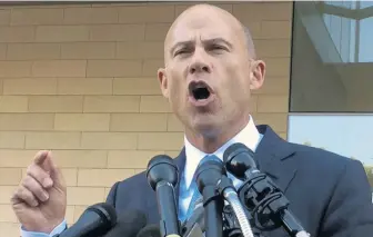  ?? AMANDA LEE MYERS / AP ?? DRIVING THE WEDGE: Michael Avenatti, attorney for porn actress Stormy Daniels, was the headliner at the Boston launch of the Left of Center PAC.