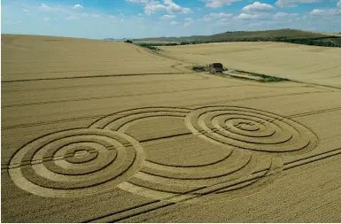  ?? ?? ABOVE: A crop circle first reported on 27 July 2022 in a wheat field at Tawsmead Copse, Wiltshire. RIGHT:
One of the mysterious sets of holes found on the floor of the Atlantic Ocean.