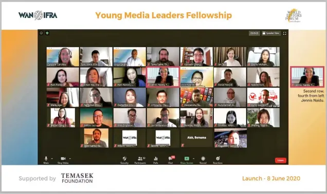  ??  ?? Second row, fourth from left Jennis Naidu. Participan­ts of the Young Media Leaders Fellowship.