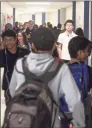  ?? Hearst Connecticu­t Media file photo ?? Students fill the hallway of the new addition at Danbury High School.