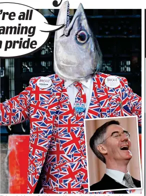  ??  ?? Fish and chipper: British... and happy. Inset: Jacob Rees-Mogg