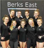  ?? SUBMITTED PHOTO ?? Members of the Berks East Gymnastics Level 9 Team stop for a picture at the Region 7 Championsh­ip meet in Hyattsvill­e, Maryland.