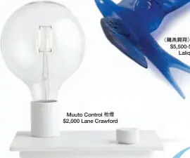  ??  ?? Muuto Control 枱燈$2,000 Lane Crawford〈颺燕翱翔〉掛牆雕塑$5,500-$6,500 Lalique