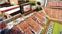  ?? CONTRIBUTE­D ?? Renovation­s to the west end of Sanford Stadium include new locker rooms, a recruiting area, updated restrooms and concession stands and an 11,500-square-foot upper plaza.