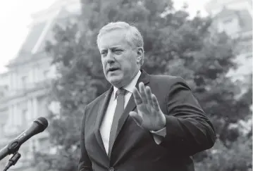  ?? ALEX BRANDON AP ?? Then-White House chief of staff Mark Meadows speaks with reporters at the White House in October 2020.