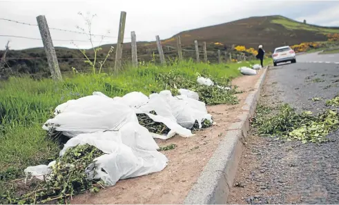  ?? Picture: Kris Miller. ?? Rubbish dumped by the side of the A928 near the Perthshire-Angus border.