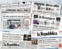  ??  ?? Titoloni e trafiletti Roma e Milano sui quotidiani di questi giorni