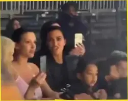  ?? ?? Kim Kardashian and Bianca Censori seemed chatty at Kanye West’s recent listening party.