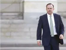  ?? ?? Mike Lee leaves the US Capitol on April 25 in Washington