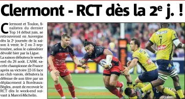  ??  ?? Ma’a Nonu et les Toulonnais vont retrouver dès début septembre les Jaunards qui les ont privés du titre le  juin dernier (ci-dessus). (Photo Leriche/Boutria)